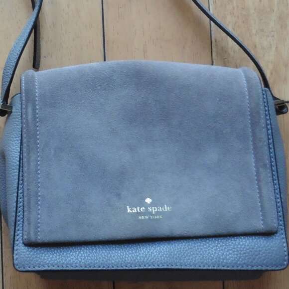 Kate Spade Michela Lewis Drive Suede/Leather Crossbody Purse Bag in Haregrey - Picture 1 of 6